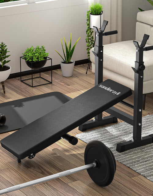 Load image into Gallery viewer, Folding Weight Bench Home Gym Adjustable Strength Training Adjustable Barbell Rack
